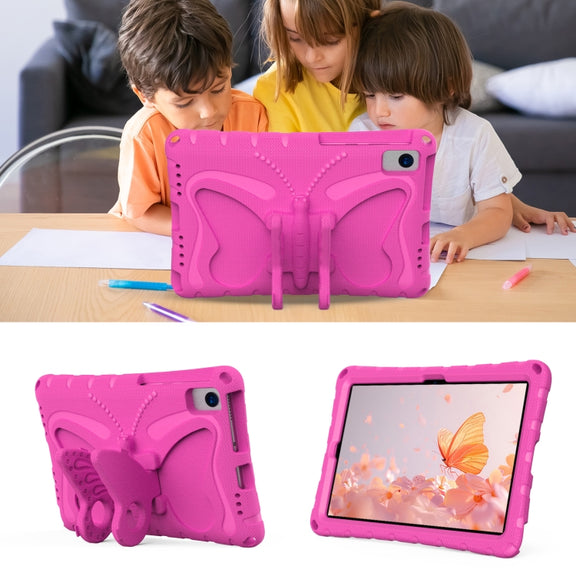 For Huawei MatePad 10.4 Butterfly Bracket EVA Shockproof Tablet Case(Rose Red)