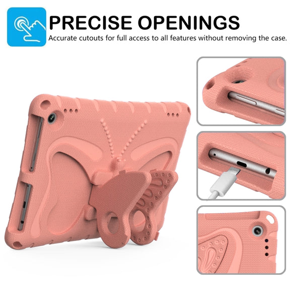 For Amazon Kindle Fire Max 11 2023 Butterfly Bracket EVA Shockproof Tablet Case(Pink Orange)