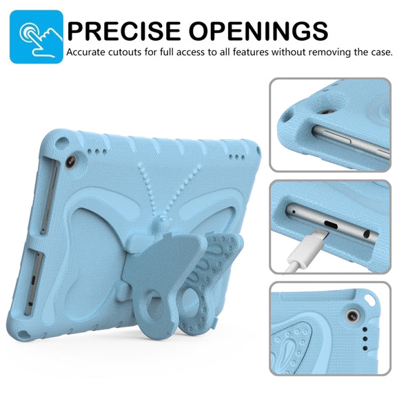 For Amazon Kindle Fire Max 11 2023 Butterfly Bracket EVA Shockproof Tablet Case(Light Blue)
