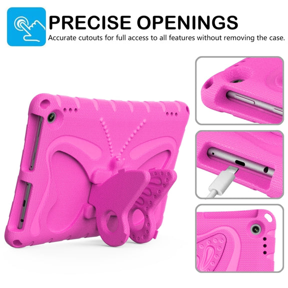 For Amazon Kindle Fire Max 11 2023 Butterfly Bracket EVA Shockproof Tablet Case(Rose Red)