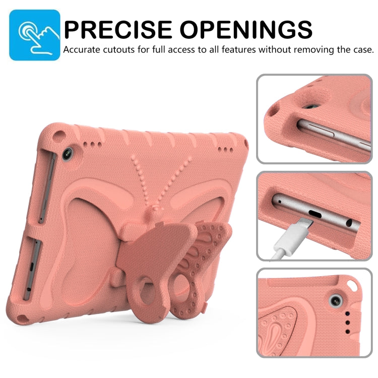 For Amazon Kindle Fire HD10 2021/2023 Butterfly Bracket EVA Shockproof Tablet Case(Pink Orange)
