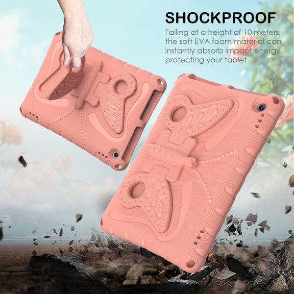For Amazon Kindle Fire HD10 2021/2023 Butterfly Bracket EVA Shockproof Tablet Case(Pink Orange)