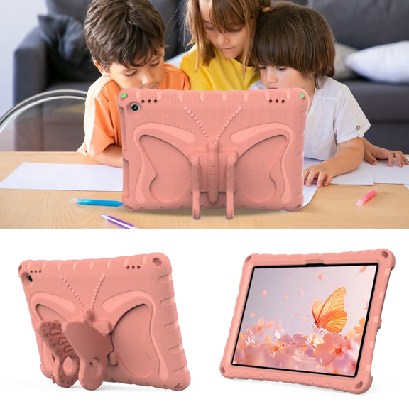 For Amazon Kindle Fire HD10 2021/2023 Butterfly Bracket EVA Shockproof Tablet Case(Pink Orange)