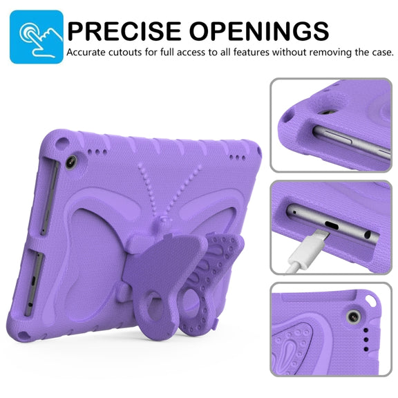 For Amazon Kindle Fire HD10 2021/2023 Butterfly Bracket EVA Shockproof Tablet Case(Light Purple)