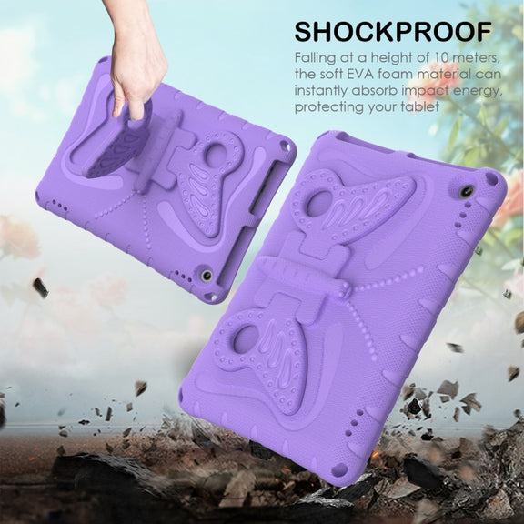 For Amazon Kindle Fire HD10 2021/2023 Butterfly Bracket EVA Shockproof Tablet Case(Light Purple)