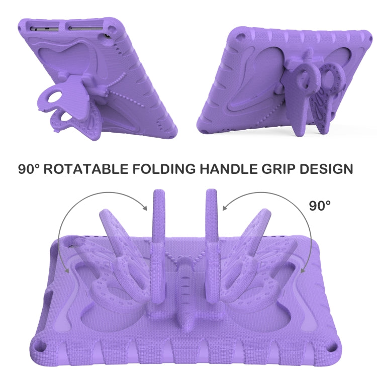 For Amazon Kindle Fire HD10 2021/2023 Butterfly Bracket EVA Shockproof Tablet Case(Light Purple)