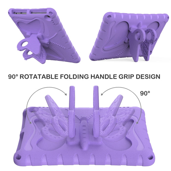 For Amazon Kindle Fire HD10 2021/2023 Butterfly Bracket EVA Shockproof Tablet Case(Light Purple)