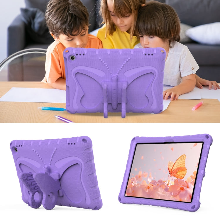 For Amazon Kindle Fire HD10 2021/2023 Butterfly Bracket EVA Shockproof Tablet Case(Light Purple)