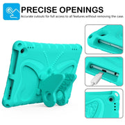 For Amazon Kindle Fire HD10 2021/2023 Butterfly Bracket EVA Shockproof Tablet Case(Mint Green)