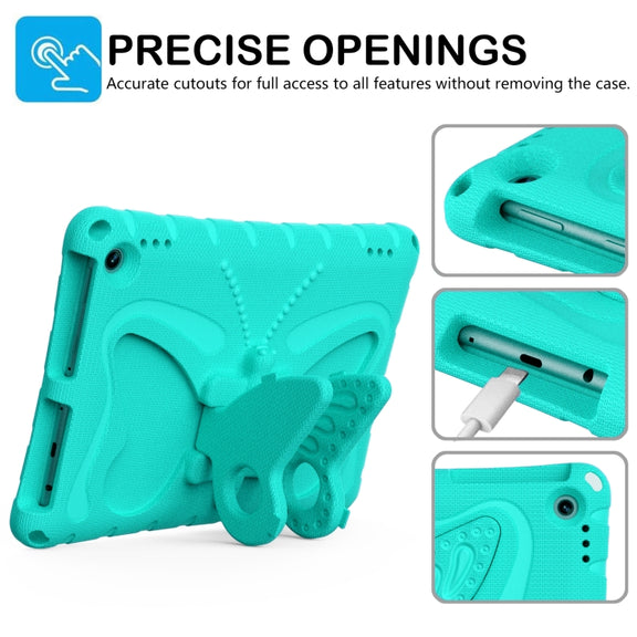 For Amazon Kindle Fire HD10 2021/2023 Butterfly Bracket EVA Shockproof Tablet Case(Mint Green)