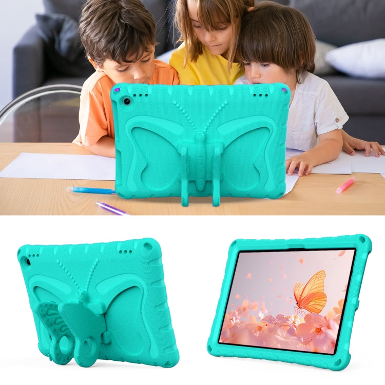 For Amazon Kindle Fire HD10 2021/2023 Butterfly Bracket EVA Shockproof Tablet Case(Mint Green)