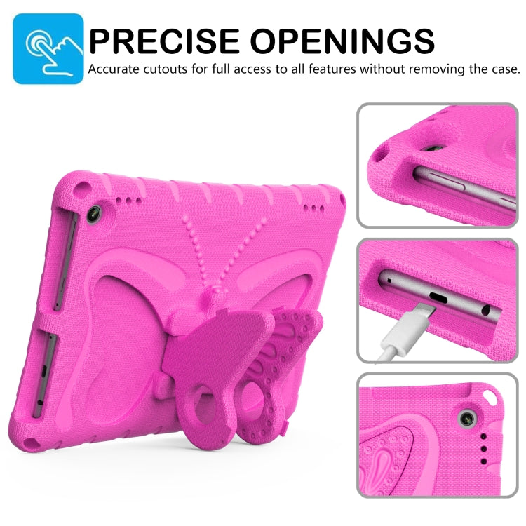 For Amazon Kindle Fire HD10 2021/2023 Butterfly Bracket EVA Shockproof Tablet Case(Rose Red)
