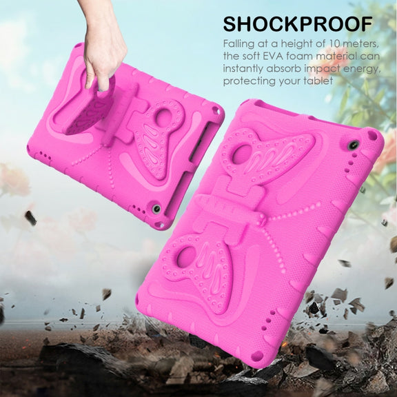 For Amazon Kindle Fire HD10 2021/2023 Butterfly Bracket EVA Shockproof Tablet Case(Rose Red)