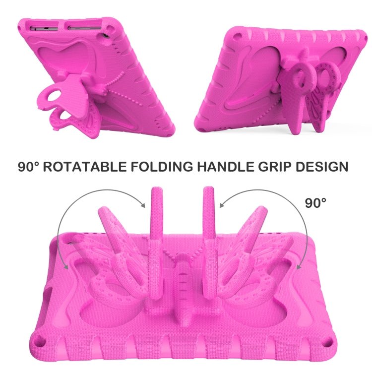 For Amazon Kindle Fire HD10 2021/2023 Butterfly Bracket EVA Shockproof Tablet Case(Rose Red)
