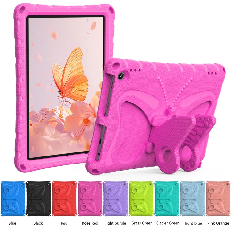 For Amazon Kindle Fire HD10 2021/2023 Butterfly Bracket EVA Shockproof Tablet Case(Rose Red)