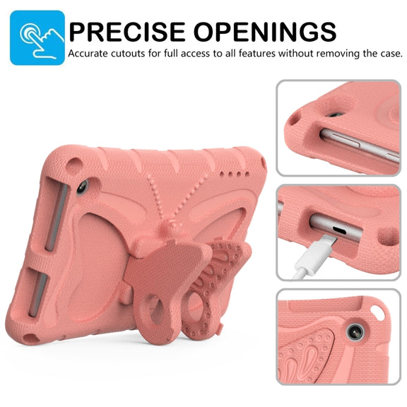 For Amazon Kindle Fire HD7 2022 Butterfly Bracket EVA Shockproof Tablet Case(Pink Orange)