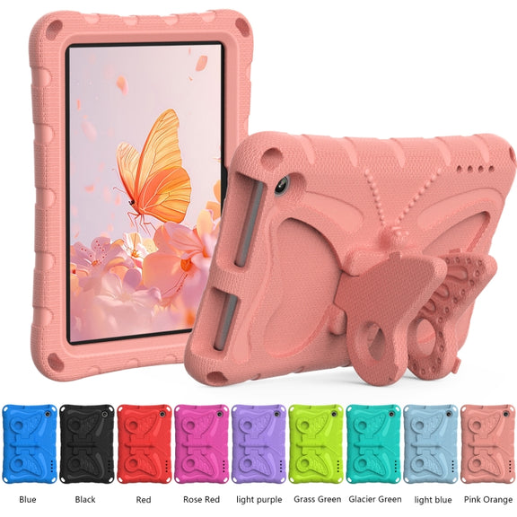 For Amazon Kindle Fire HD7 2022 Butterfly Bracket EVA Shockproof Tablet Case(Pink Orange)