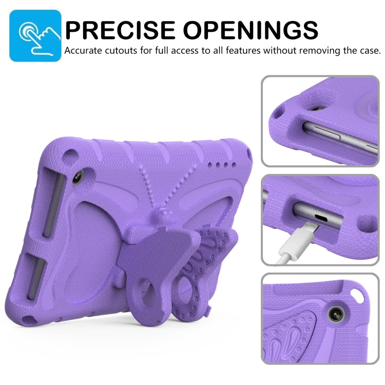 For Amazon Kindle Fire HD7 2022 Butterfly Bracket EVA Shockproof Tablet Case(Light Purple)