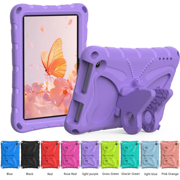 For Amazon Kindle Fire HD7 2022 Butterfly Bracket EVA Shockproof Tablet Case(Light Purple)