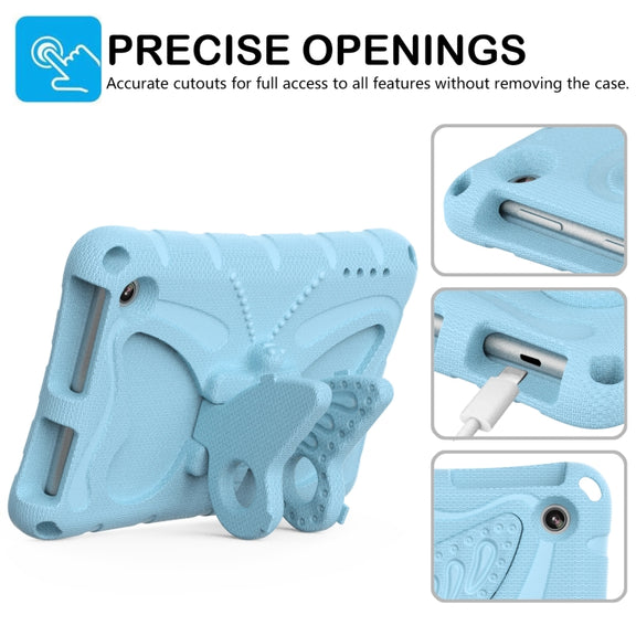 For Amazon Kindle Fire HD7 2022 Butterfly Bracket EVA Shockproof Tablet Case(Light Blue)
