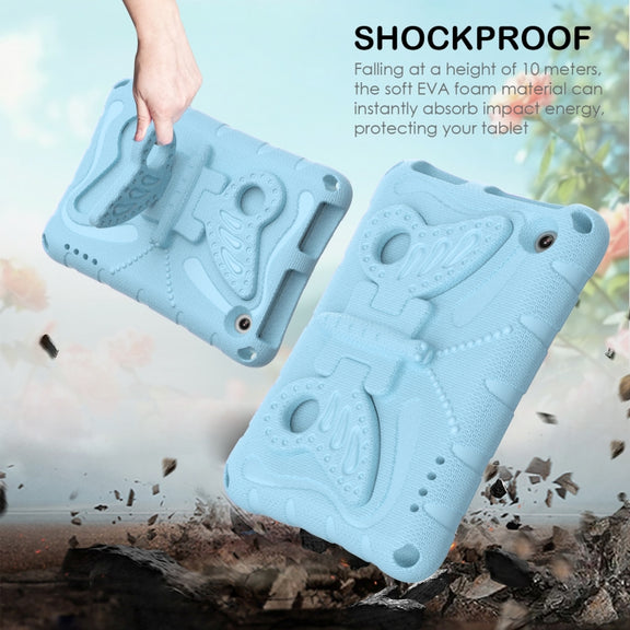 For Amazon Kindle Fire HD7 2022 Butterfly Bracket EVA Shockproof Tablet Case(Light Blue)