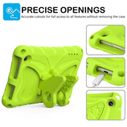 For Amazon Kindle Fire HD7 2022 Butterfly Bracket EVA Shockproof Tablet Case(Grass Green)