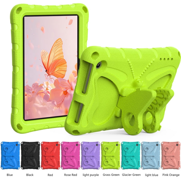 For Amazon Kindle Fire HD7 2022 Butterfly Bracket EVA Shockproof Tablet Case(Grass Green)