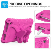 For Amazon Kindle Fire HD7 2022 Butterfly Bracket EVA Shockproof Tablet Case(Rose Red)