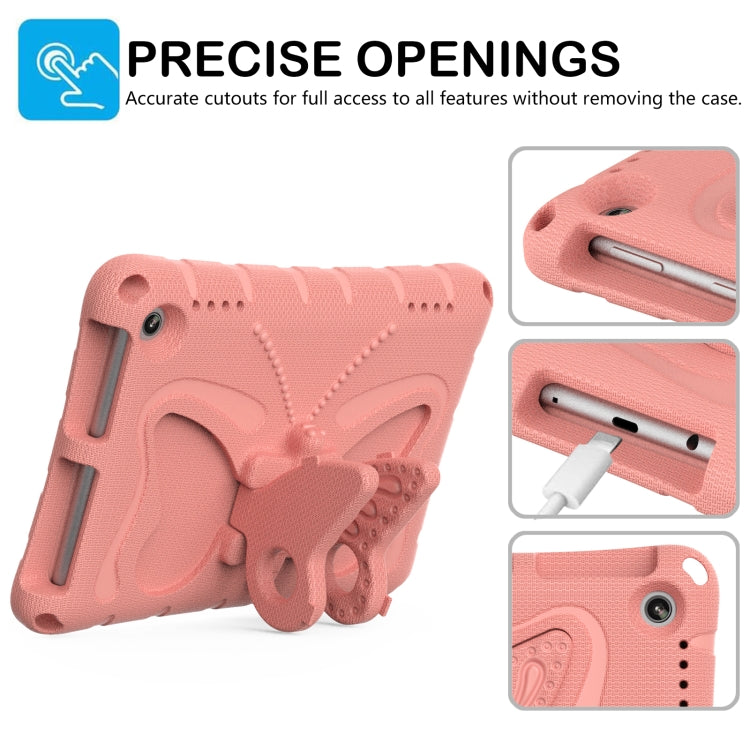 For Amazon Kindle Fire HD8 /8 Plus 2020/2022 Butterfly Bracket EVA Shockproof Tablet Case(Pink Orange)