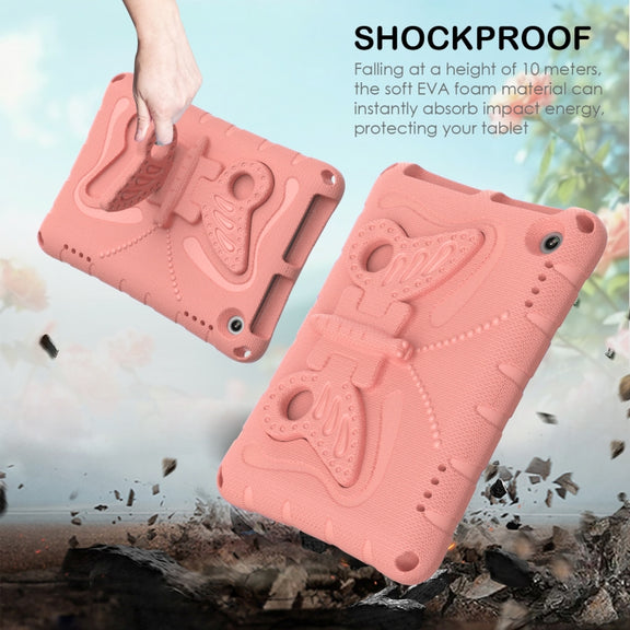 For Amazon Kindle Fire HD8 /8 Plus 2020/2022 Butterfly Bracket EVA Shockproof Tablet Case(Pink Orange)