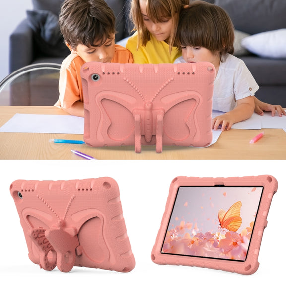 For Amazon Kindle Fire HD8 /8 Plus 2020/2022 Butterfly Bracket EVA Shockproof Tablet Case(Pink Orange)