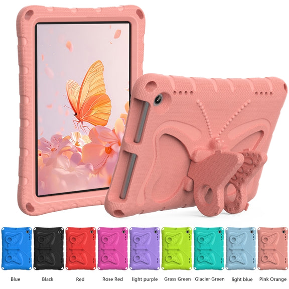 For Amazon Kindle Fire HD8 /8 Plus 2020/2022 Butterfly Bracket EVA Shockproof Tablet Case(Pink Orange)