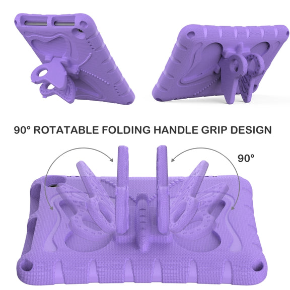 For Amazon Kindle Fire HD8 /8 Plus 2020/2022 Butterfly Bracket EVA Shockproof Tablet Case(Light Purple)
