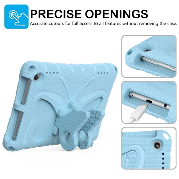 For Amazon Kindle Fire HD8 /8 Plus 2020/2022 Butterfly Bracket EVA Shockproof Tablet Case(Light Blue)