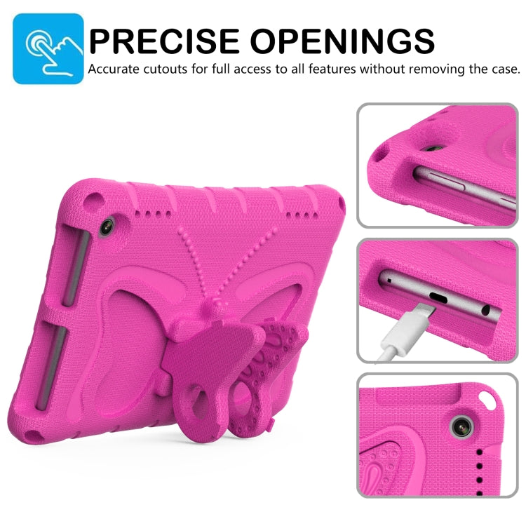 For Amazon Kindle Fire HD8 /8 Plus 2020/2022 Butterfly Bracket EVA Shockproof Tablet Case(Rose Red)