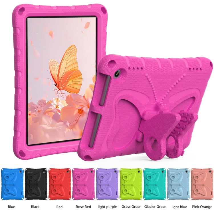 For Amazon Kindle Fire HD8 /8 Plus 2020/2022 Butterfly Bracket EVA Shockproof Tablet Case(Rose Red)
