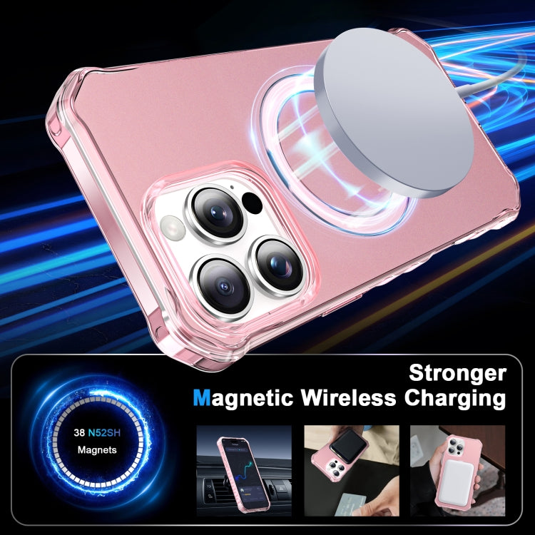 For iPhone 16 Pro Max Solid Color Wave MagSafe Holder Phone Case(Pink)