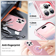 For iPhone 16 Pro Max Solid Color Wave MagSafe Holder Phone Case(Pink)