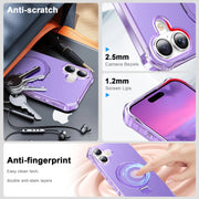 For iPhone 16 Plus Solid Color Wave MagSafe Holder Phone Case(Purple)