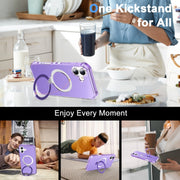 For iPhone 16 Plus Solid Color Wave MagSafe Holder Phone Case(Purple)
