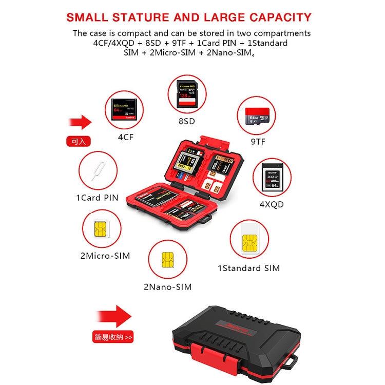 Desiontal SD / TF / XQD / CF / SIM / TF Storage Card Memory Card Organizer Outdoor Portable Water-resistant Box