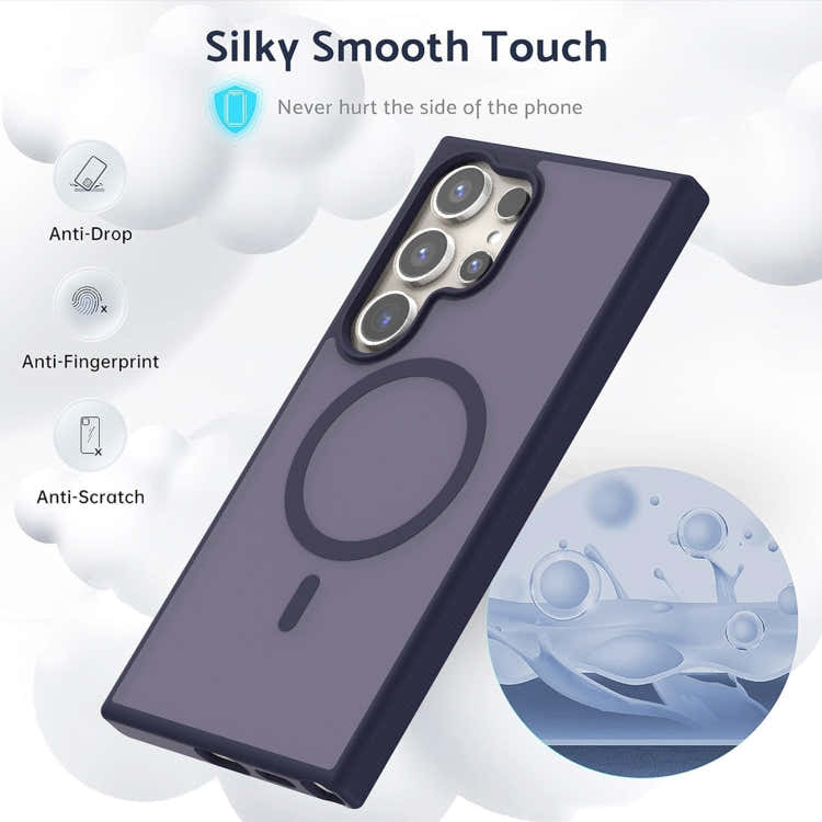 For Samsung Galaxy S25+ 5G Transparent TPU Hybrid PC Magsafe Phone Case(Purple)