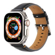Stitched Genuine Leather Watch Band For Apple Watch 42mm / 41mm / 40mm / 38mm(Pull Up Leather Black) - Watch Bands by PMC TechLife | Online Shopping South Africa | PMC TechLife | Buy Now Pay Later Mobicred