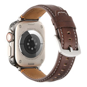 Stitched Genuine Leather Watch Band For Apple Watch 42mm / 41mm / 40mm / 38mm(Pull Up Leather Coffee)