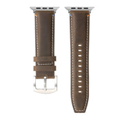 Stitched Genuine Leather Watch Band For Apple Watch 42mm / 41mm / 40mm / 38mm(Frosted  Olive)