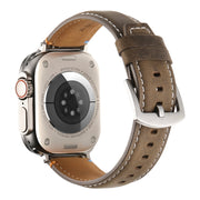 Stitched Genuine Leather Watch Band For Apple Watch 42mm / 41mm / 40mm / 38mm(Frosted  Olive)