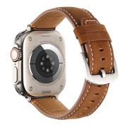 Stitched Genuine Leather Watch Band For Apple Watch 42mm / 41mm / 40mm / 38mm(Frosted Brown)