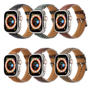 Stitched Genuine Leather Watch Band For Apple Watch 46mm / 49mm / 45mm / 44mm(Pull Up Leather Black)