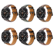 For Samsung Galaxy Watch Ultra 47mm Stitched Black Buckle Genuine Leather Watch Band(Pull Up Leather Black)