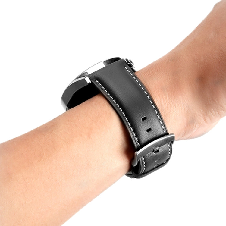 For Huawei Watch GT 5 46mm Silver Buckle Genuine Leather Watch Band(Black)